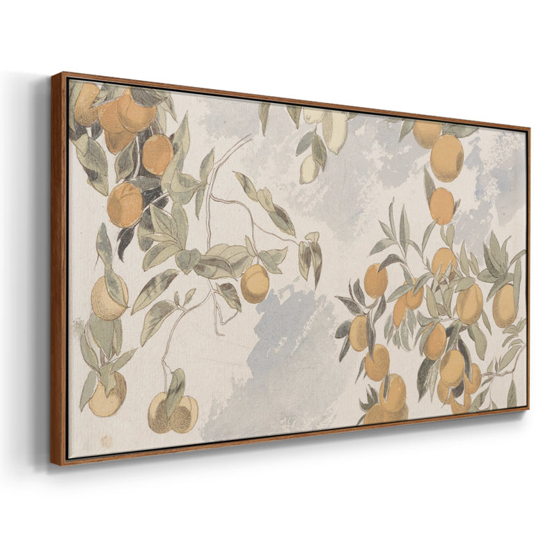 Botanical Series-CDXLIV- Toile tendue avec châssis tendue, prête à être accrochée, H 25 po x l 49 po, Noyer