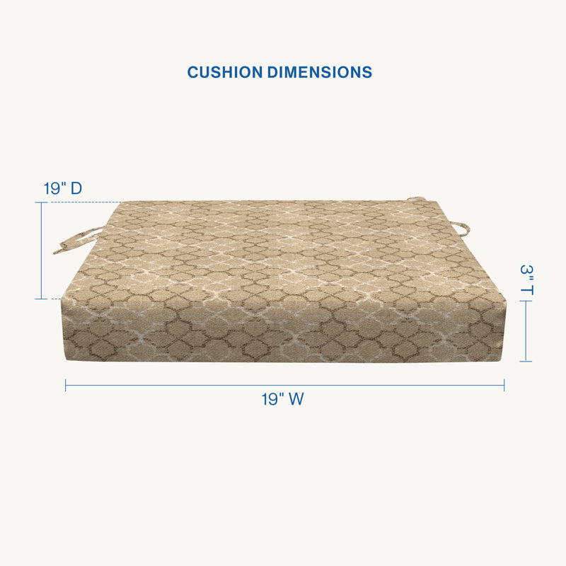 Coussin de siège d'extérieur carré Meridian, Treillis naturel, H 3 po x l 19 po x P 19 po