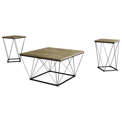 3 PCS METAL COFFEE TABLE SET IN LIGHT GREY