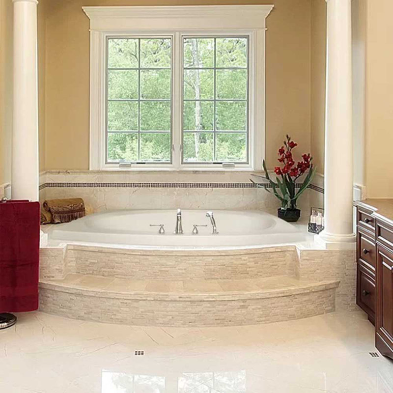 Baignoire de trempage à chute 82" x 64" largo Designer, Blanc, Laiton satiné