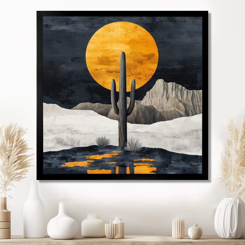 Cactus de Mariana, formes abstraites, forme pure II - Cactus grand, art mural, H 30 po x l 30 po, Noir