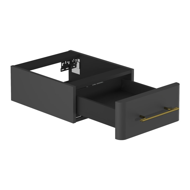 Ashaud Bathroom Storage Cabinet, Onyx Grey Suedette Matt/Gold