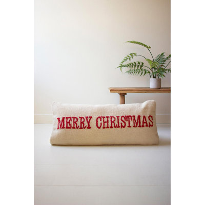MERRY CHRISTMAS HAND HOOKED PILLOW