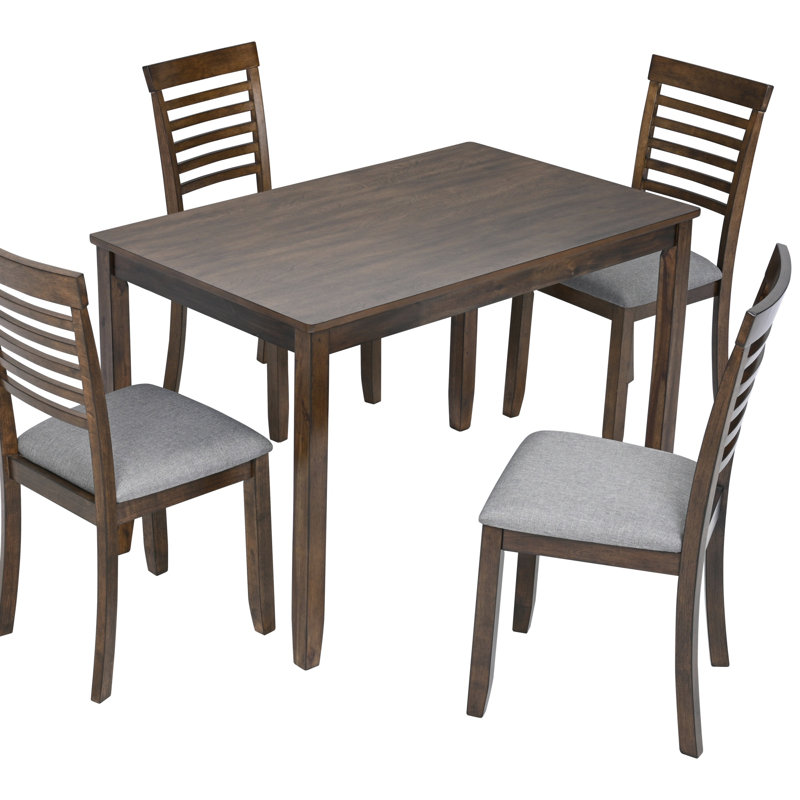 Ensemble de salle à manger moderne 5 pièces, table rectangulaire en bois avec 4 chaises rembourrées pour une salle à manger élégante et peu encombrante