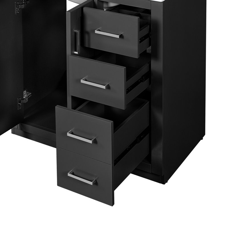 Ensemble de meuble-lavabo autoportant 30 po avec cadre en bois massif et plateau en céramique