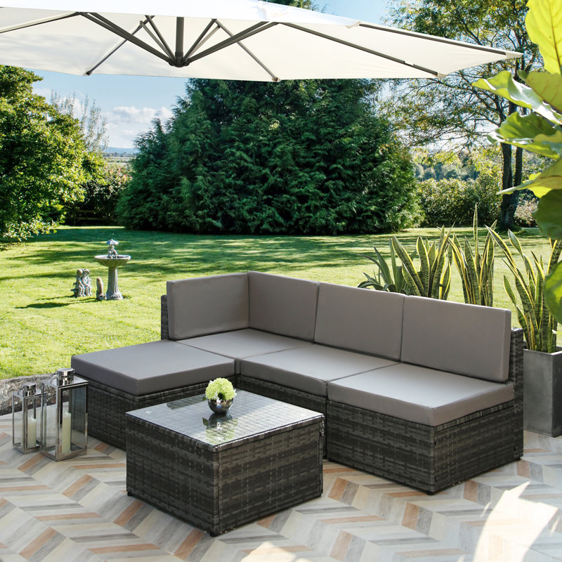 OR008 CORNER SOFA SET (GREY/GREY), Gray
