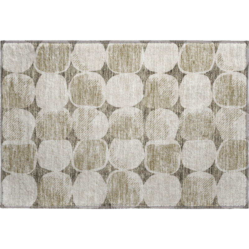 Premium Machine Washable Prisco Taupe Rug, Rectangle 1'8" x 2'6"