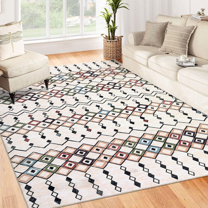Tapis marocain lavable à poils courts, Rectangle 9 pi x 12 pi