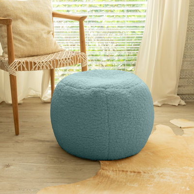 Ellis Ottoman Shearling Faux-Lamb Plush Pouf for Modern Interior Design