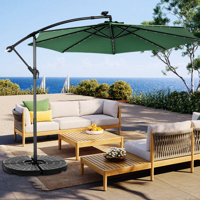Parasol foncé à énergie solaire - Tissu aquatique, idéal pour la pelouse et le jardin à DEL 10 pi.