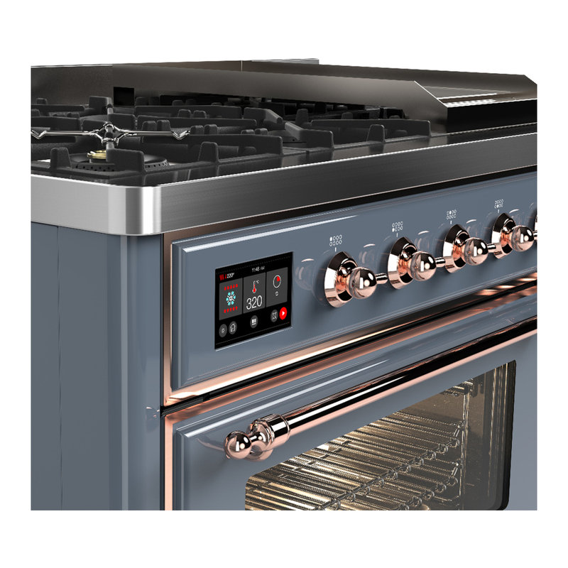 Majestic III Series 48 Inch Dual Fuel Range with 5 Sealed Burners, Griddle, Frenchtop in Matte Graphite (Liquid Propane, Burnished Trim)