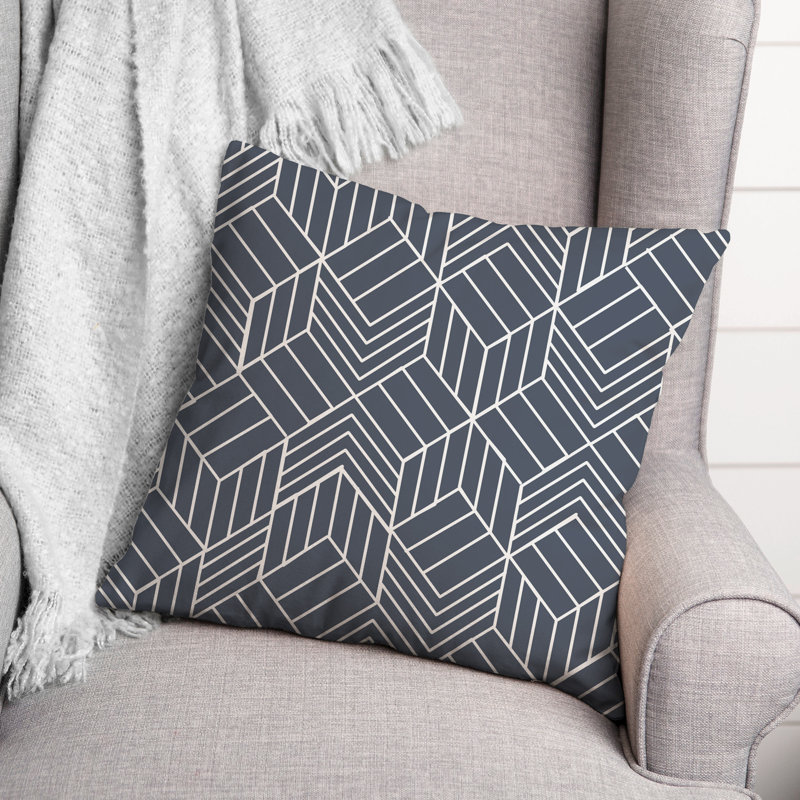 Hatch Chevron Black Outdoor Throw Pillow, Slate, 18" H x 18" W