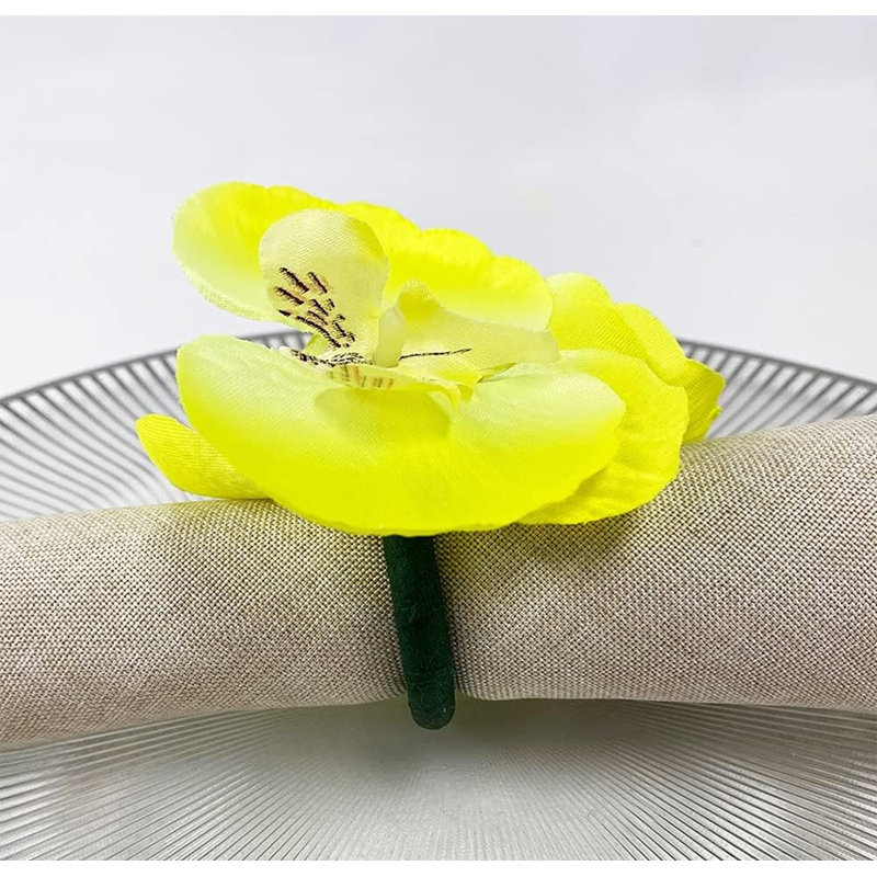 Plastique, anneau de serviette en tissu, Jaune