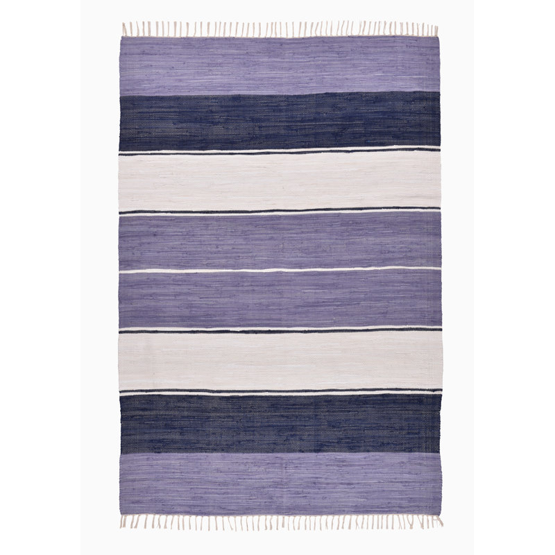 Striped Cotton Hand Woven Area Rug, Rectangle 160 x 230cm