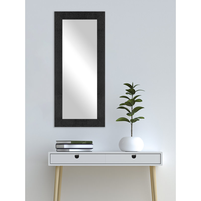 Scioli Wood Flat Wall Mirror, 40" H x 12" W, Black