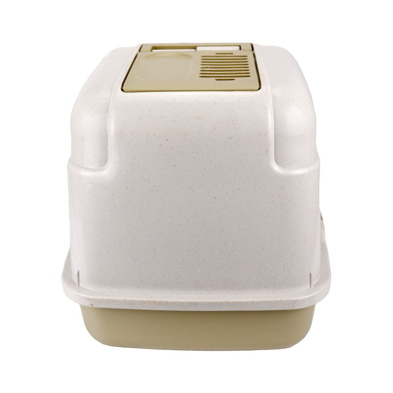 Enclosed Hooded Cat Litter Box with Handle & Scoop - Beige (50.5cm x 40cm)