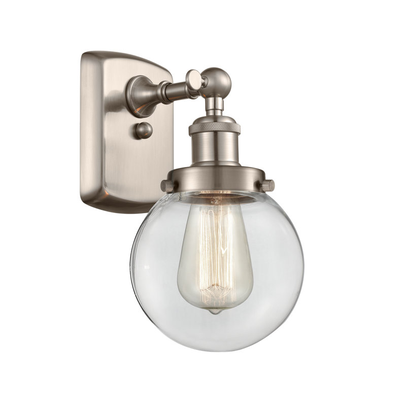 Chippewa Armed Sconce, Clear, Brushed Satin Nickel, Incandescent