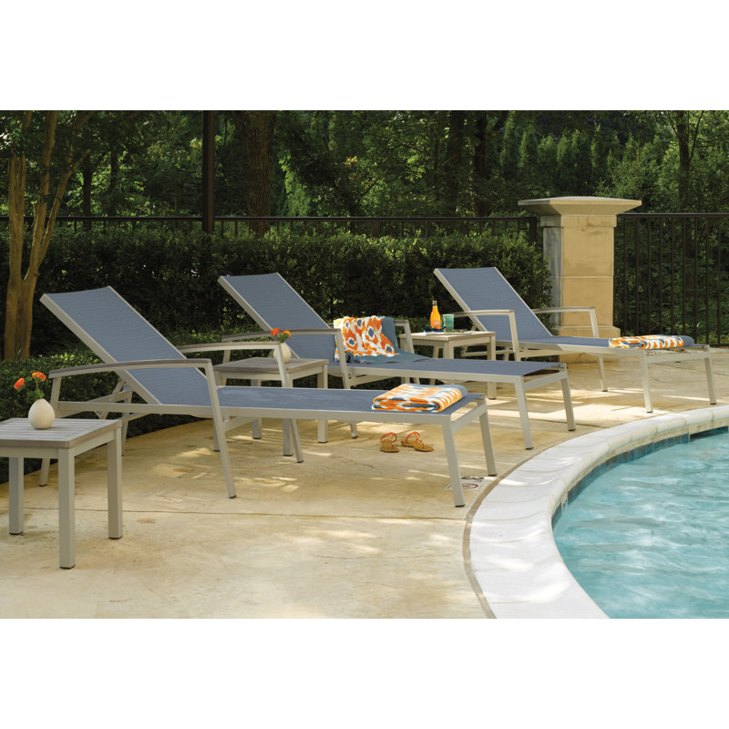 Travira 8-Piece Chaise and End Table Lounge Set, Titanium Basketweave, Teakwood Vintage