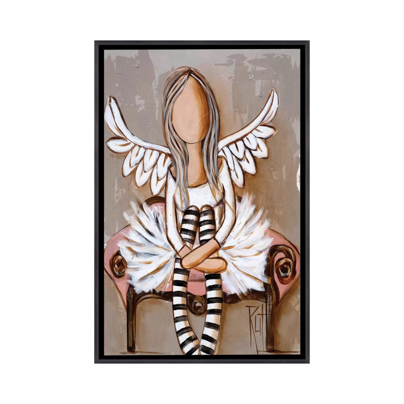 « Humble » par rut art Creations, reproduction d’art, H 26 po x l 18 po x 1,5 po, Toile avec cadre noir patiné, Pas de tapis