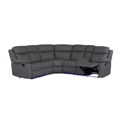 U6026 Grey Pu 46a Right Side Facing Sectional With Led And Speaker