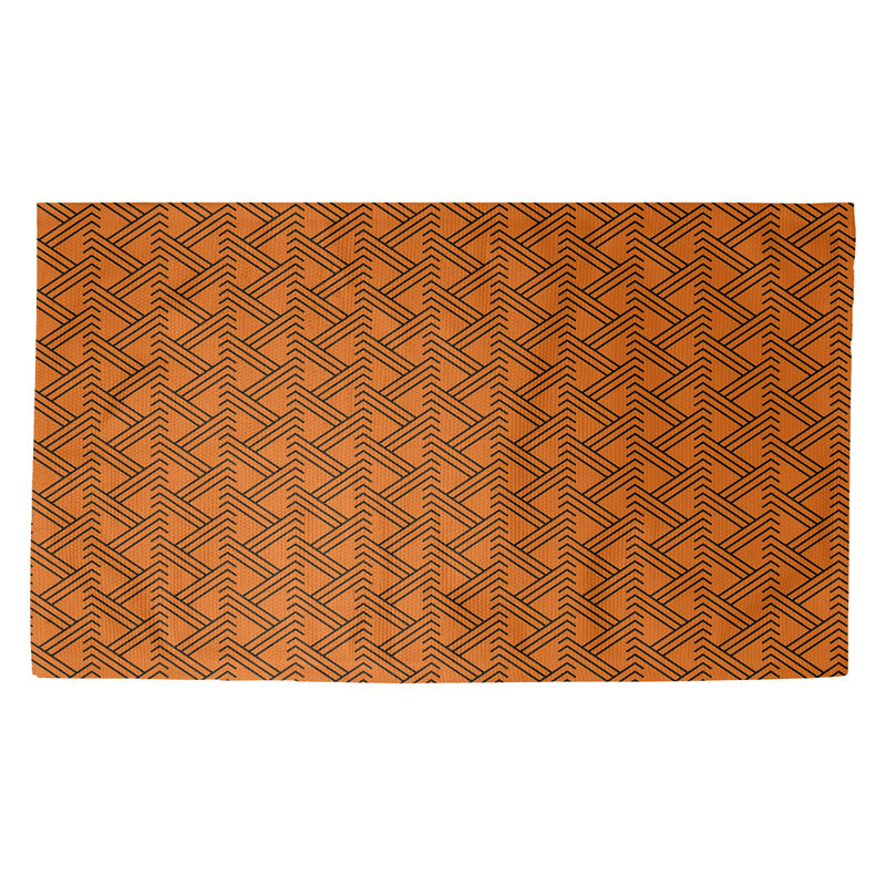 Tapis orange/noir fait main, Rectangle 5 pi x 7 pi