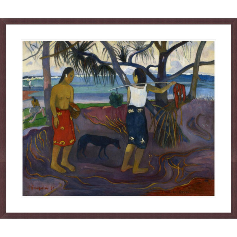 «I Raro Te Oviri (Under the Pandanus)» par Paul Gauguin, impression giclée encadrée, H 33,5 po x l 39,68 po