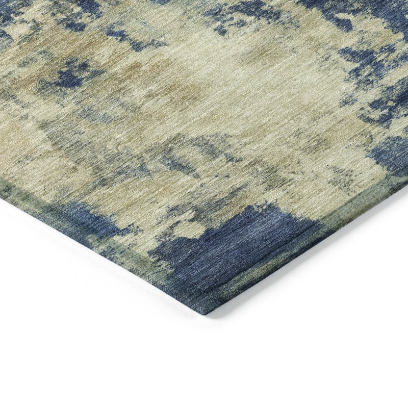 Tapis bleu marine intérieur / extérieur lavable à la machine, Rectangulaire 3 pi x 5 pi