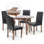 Ensemble de table de salle à manger 5 pièces, table de salle à manger ronde extensible avec 4 chaises rembourrées en bois massif de style classique-990231411