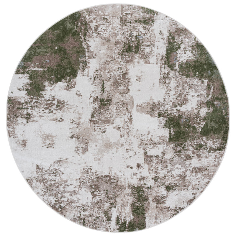 Naulakh 128 Performance Machine Washable Abstract Rug, Round 6'7"