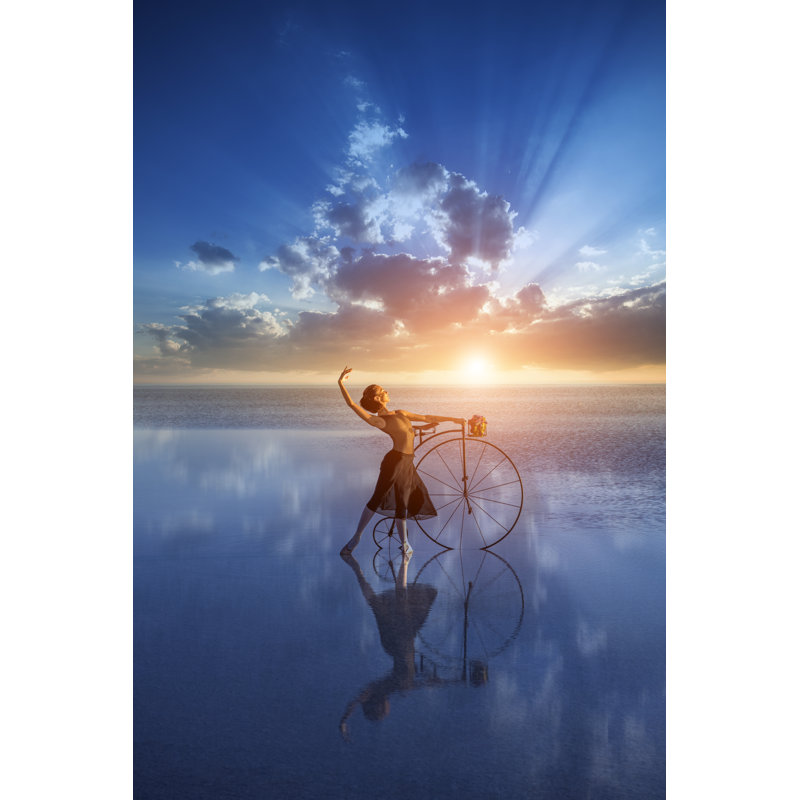 Ballerina Dancing On The Lake - Wrapped Canvas Print, 46cm H x 30cm W x 3.8cm D