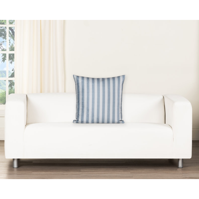 Coussin Birch Lane, Polyester, Rayures bleues, Carré 26 po