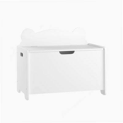 Boîte à jouets pour enfants, coffre de rangement en bois pour enfants avec couvercle à charnières de sécurité pour enfants de 2 ans et plus (blanc)