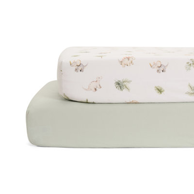 Organic Cotton Fitted Crib Sheets, 2-Pack for Baby Boys & Girls - Brushed for a Soft and Gentle Feel - Patterned Prints & Solids