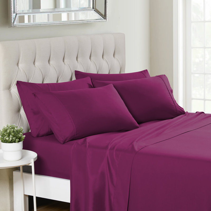 Luxurious Soft Microfiber Sheet Set with Bonus Pillowcases, Berry, Cal. King Sheet Set with 4 Pillowcases