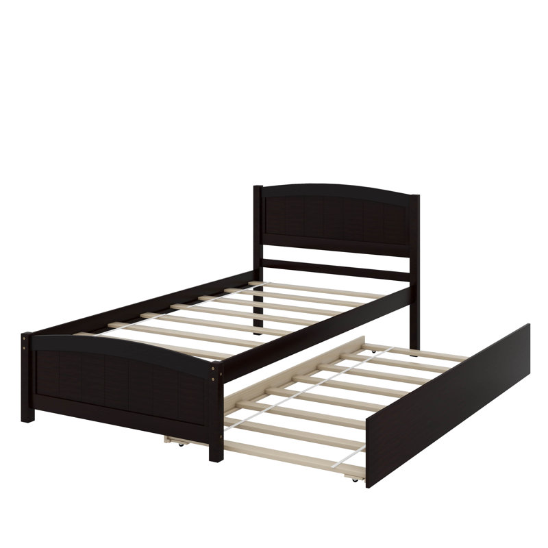 Lit plateforme simple avec lit gigogne, Espresso