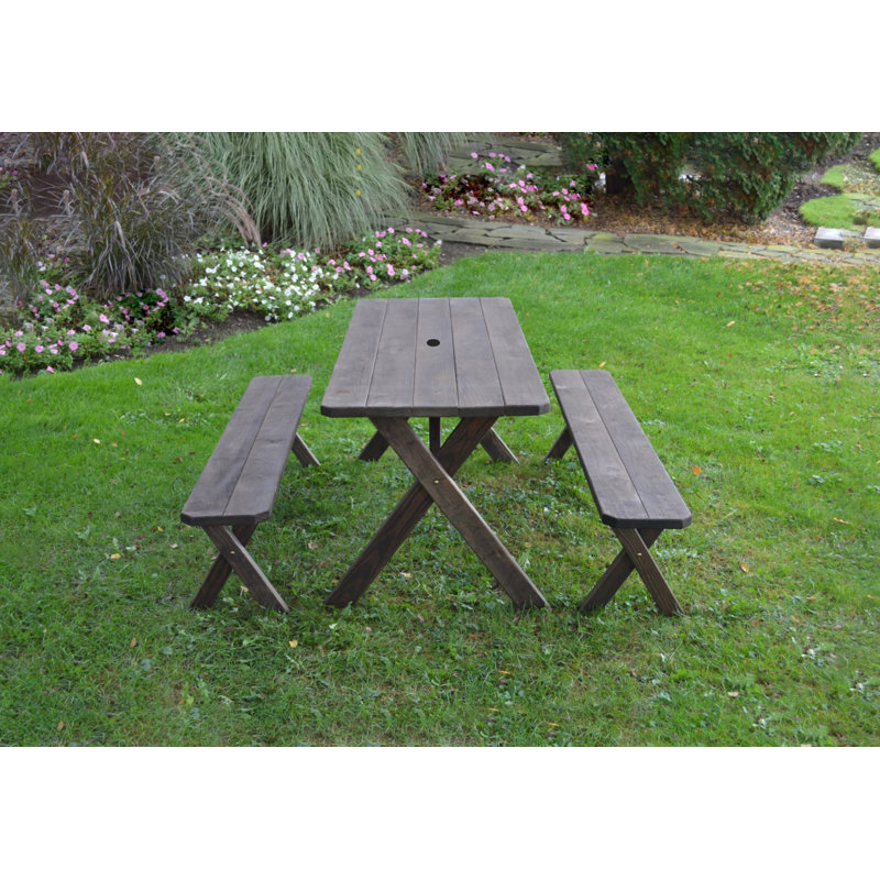 Table de pique-nique en bois massif Riverhead, Noyer