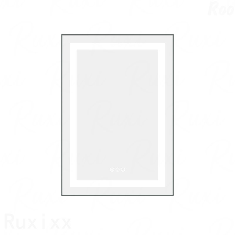 Miroir d'appoint de salle de bain 20 po x 30 po à DEL en aluminium - Miroir de salle de bain mural, Gris, Rectangulaire
