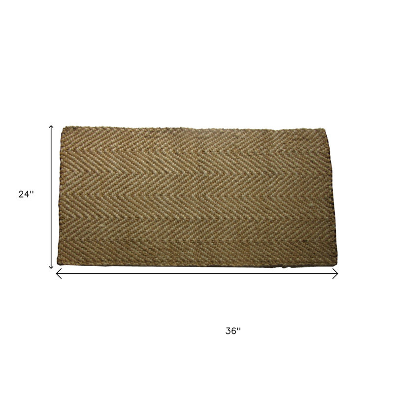 Tapis tissé à la main en jute beige et brun 2 pi x 3 pi