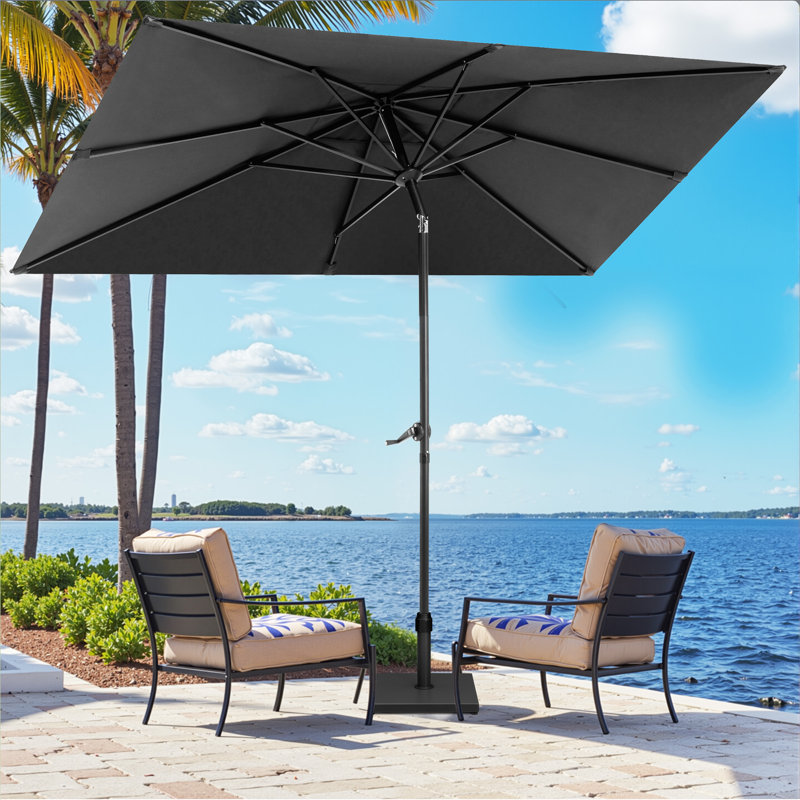 Parasol de marché rectangulaire 60 po x 106 po avec base lestée, Noir