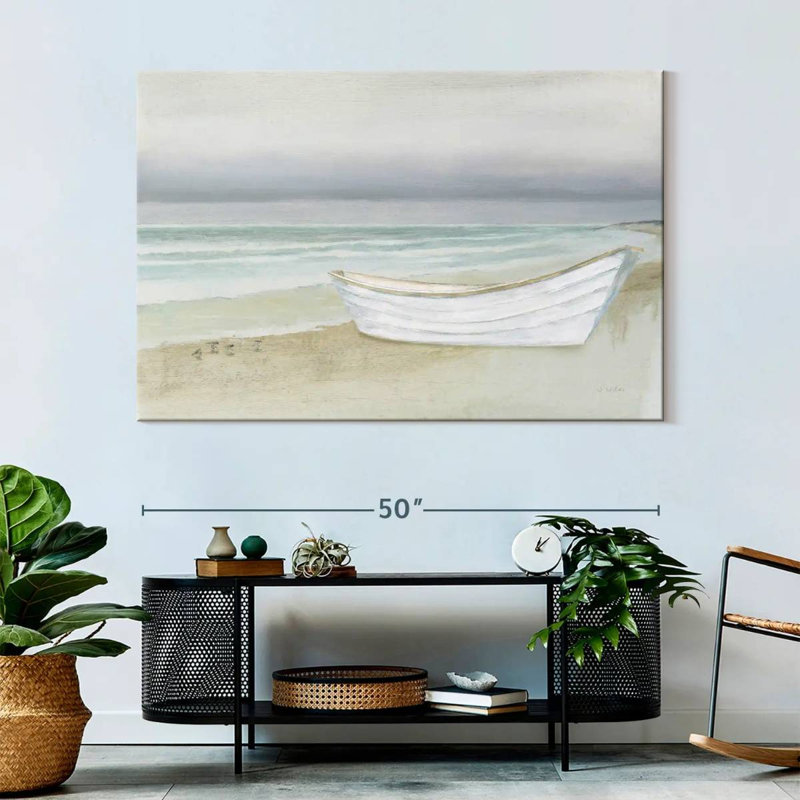 Mehar Serene Seaside With Boat, 34" H x 51" W