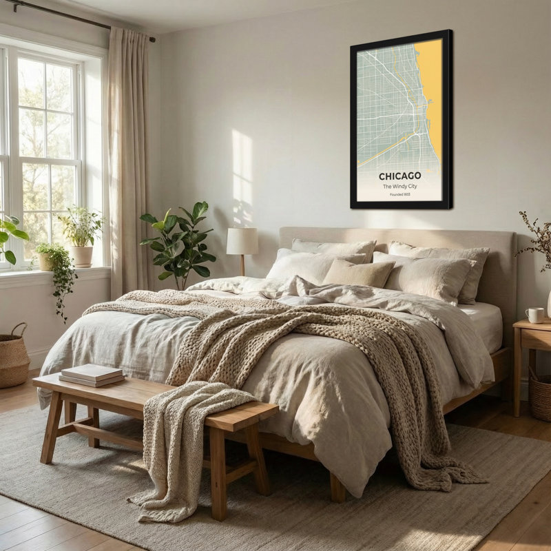 «Scenic & Cityscapes Chicago Map Design», reproduction d'art, H 18 po x l 12 po