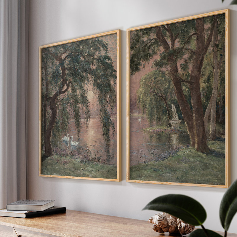 "Paysage rétro X" 2 - Pièces sur papier, H 14 po x l 22 po, Naturel