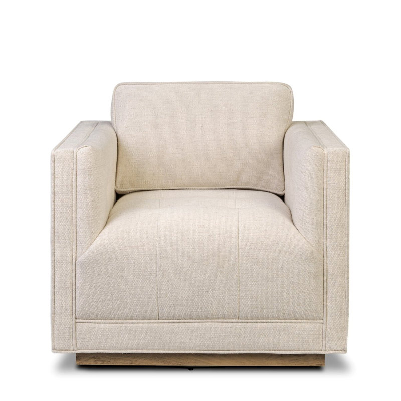 Kiera Swivel Chair-Amici Tobacco, Amber Oak, Thames Cream Polyester Blend