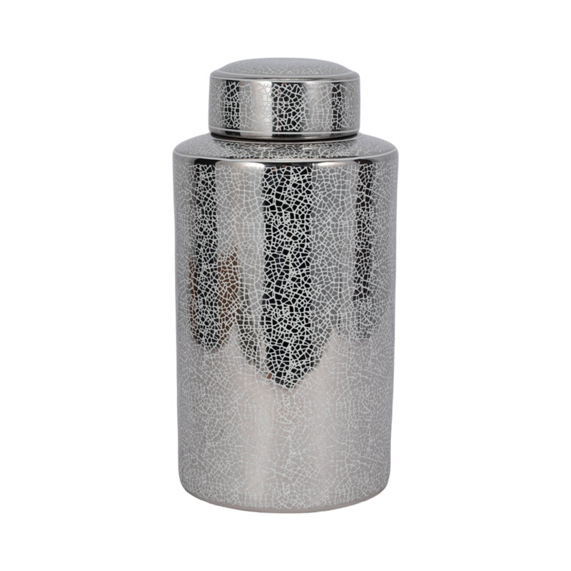 Pot décoratif en grès cérame avec un design traditionnel et des détails de vernis craquelé pour une présentation moderne et polyvalente dans un décor transitionnel et des décorations intemporelles