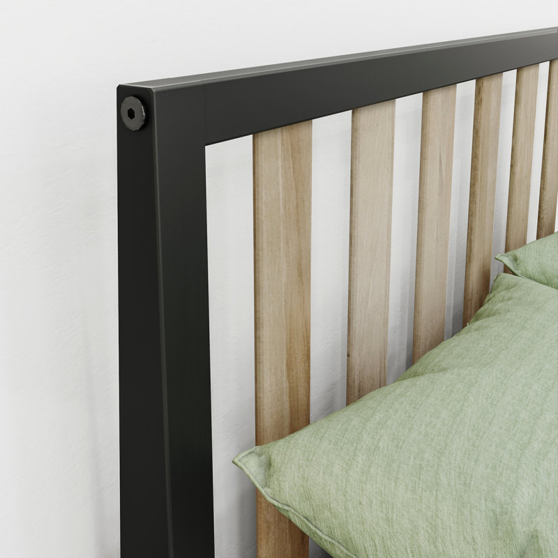 Brubaker Lievin Solid Wood Panel Bed, Twin, Black/Blonde