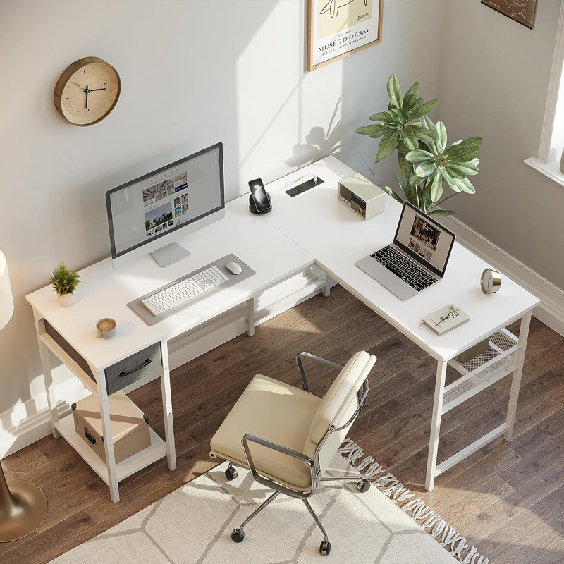 Bureau en L 58,2 po Delevan, Blanc