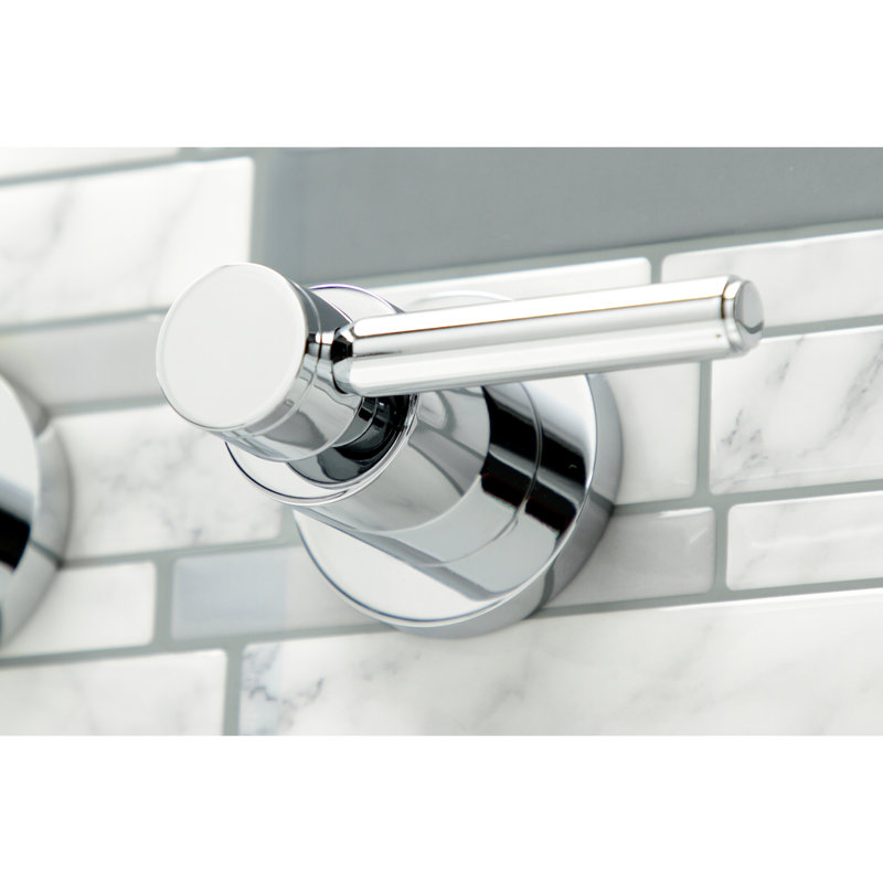 Robinet de baignoire romaine à 3 poignées et 3 poignées à fixation murale Kingston Brass, Chrome poli, Poignée levier