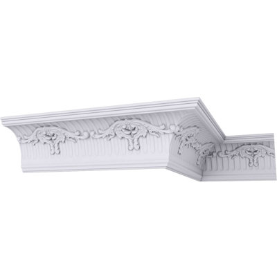 Endurathane Nevio Crown Moulding, 6 3/4"H x 5 1/2"P x 8 5/8"F x 94 1/2"L, (10 5/8" Repeat), Factory Primed