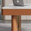 Bureau blanc / orange + fritté rectangulaire doré + bois manufacturé + bureau en acier inoxydable avec 2 tiroirs-787650698