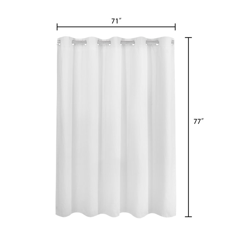 Rideau de douche sans crochet Rakiem, Blanc, H 77 po x l 71 po